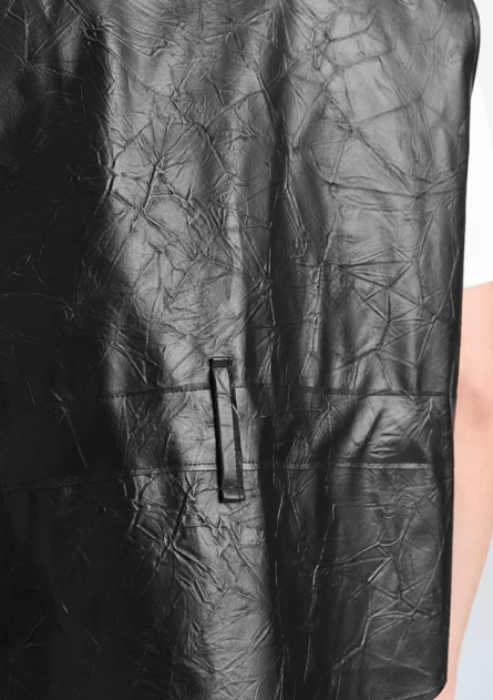 Düğme ve Kemer Detaylı Deri Yelek - Görsel 4