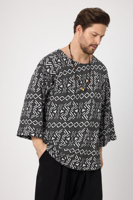 Ekose Kumaş Fakir Kol Sweat - Görsel 6