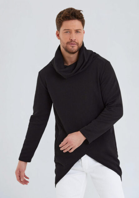 Asimetrik Uzun Kol Boğazlı Panço - Görsel 3