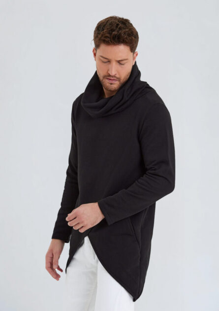 Asimetrik Uzun Kol Boğazlı Panço - Görsel 4