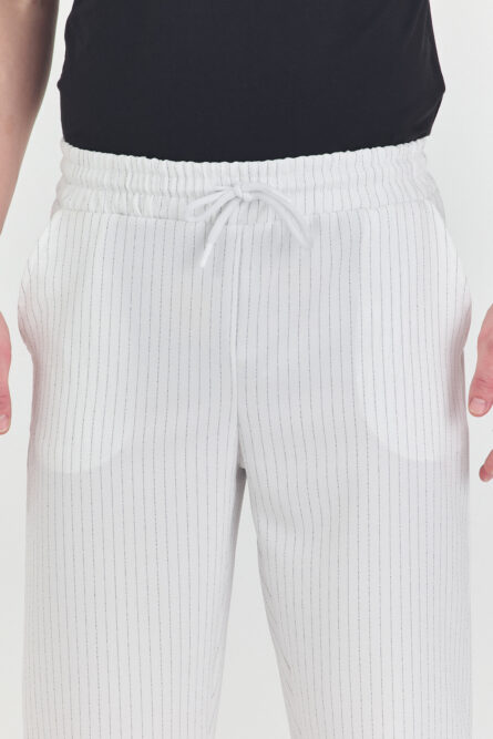 Keten Baggy Çizgili Pantolon - Görsel 5