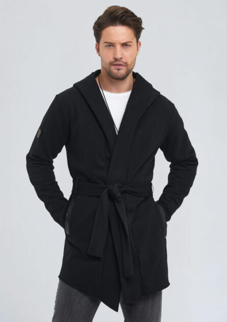 Kapuşonlu Kemerli Panço - Görsel 3