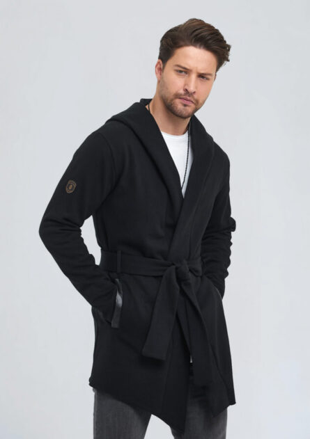 Kapuşonlu Kemerli Panço - Görsel 4