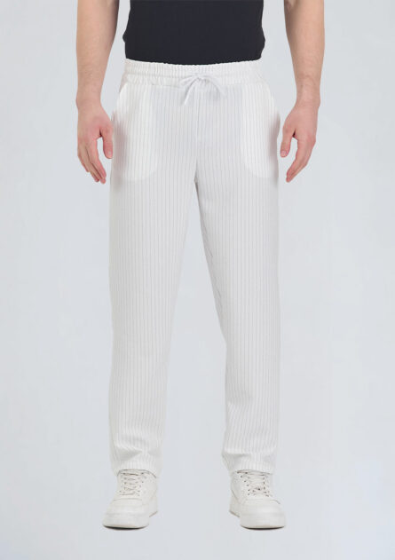 Keten Baggy Çizgili Pantolon - Görsel 2