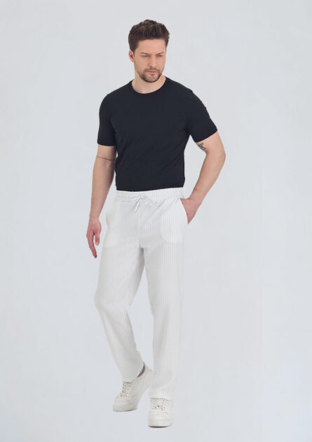 Keten Baggy Çizgili Pantolon - Görsel 3