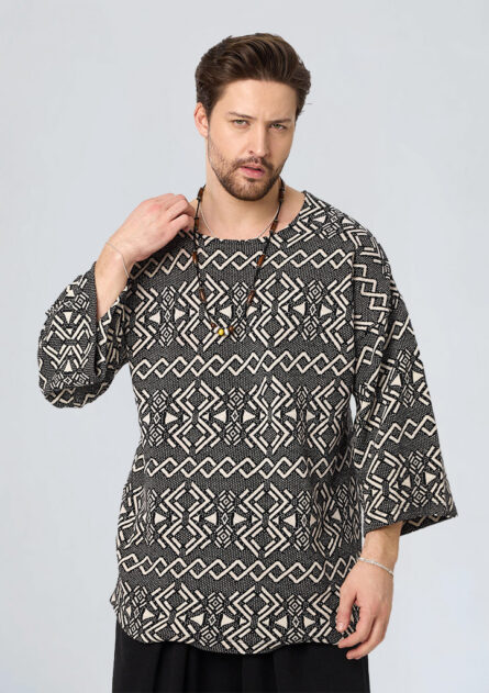 Ekose Kumaş Fakir Kol Sweat - Görsel 4