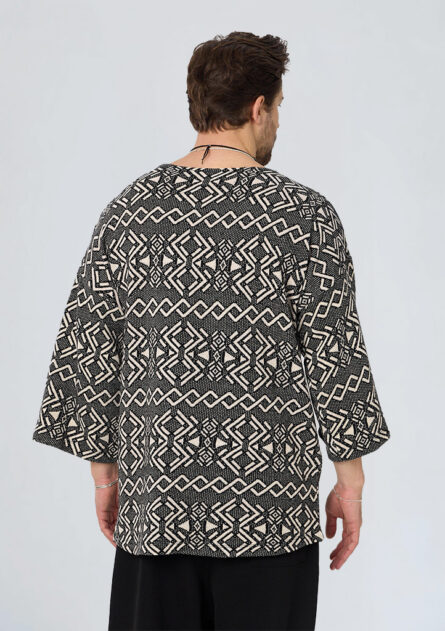 Ekose Kumaş Fakir Kol Sweat - Görsel 3