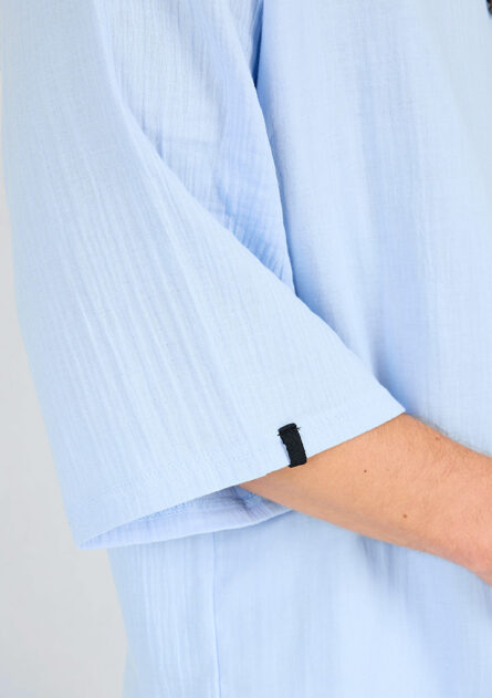 Oversize Bohem Düşük Omuz Keten Tişört - Görsel 3