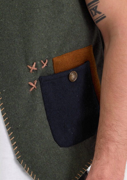 Bohem El İşi Detaylı Pamuk Kaşe Yelek - Görsel 3