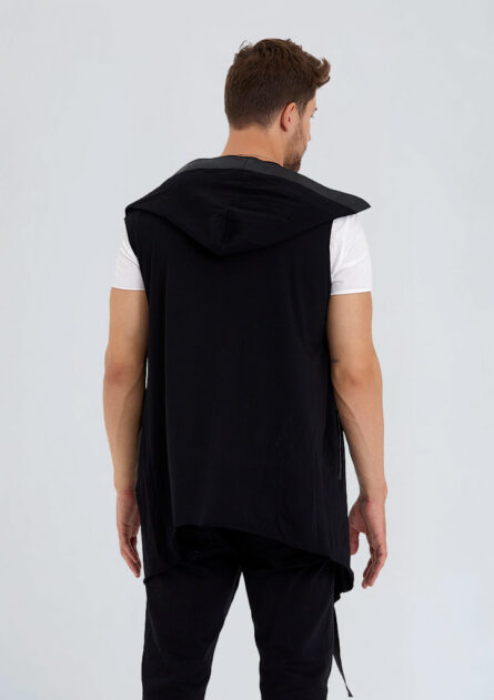 Asimetrik Deri Garnili Kısa Kol Panço - Görsel 5