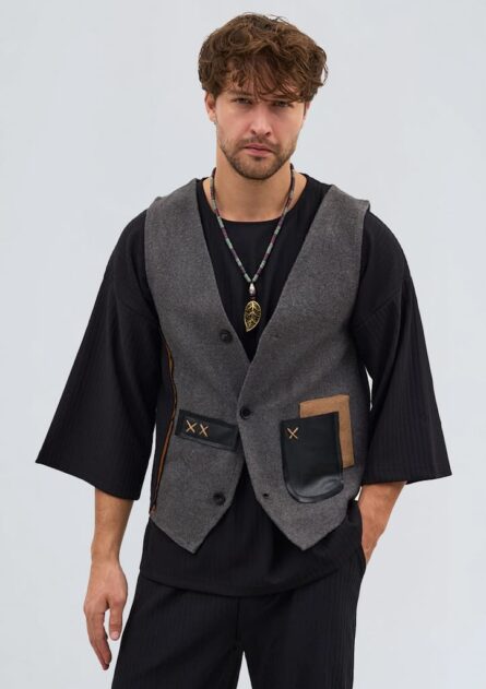 Etnik Desen Bohem Kaşe Yelek - Görsel 6