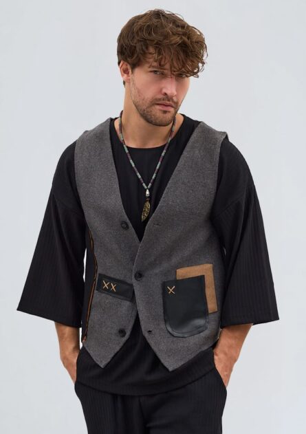 Etnik Desen Bohem Kaşe Yelek - Görsel 7